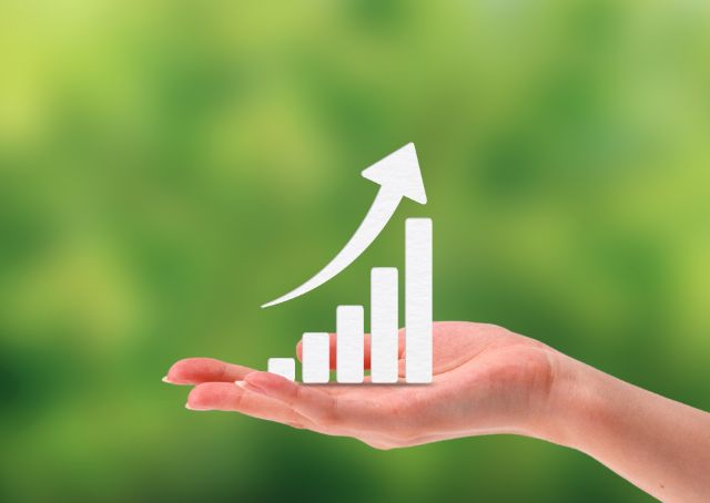 手の平にグラフ